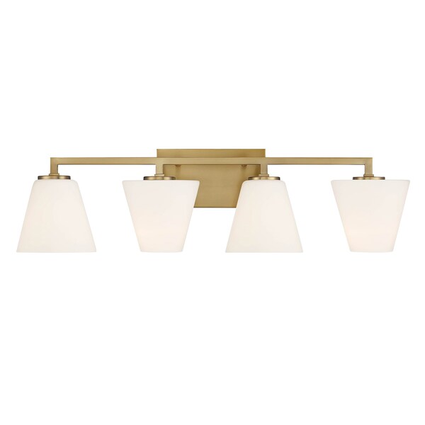 Designers Fountain Palmyra 32.75in 4-Light Brushed Gold Modern Indoor Vanity Light with Etched Glass Shades D255M-4B-BG - main